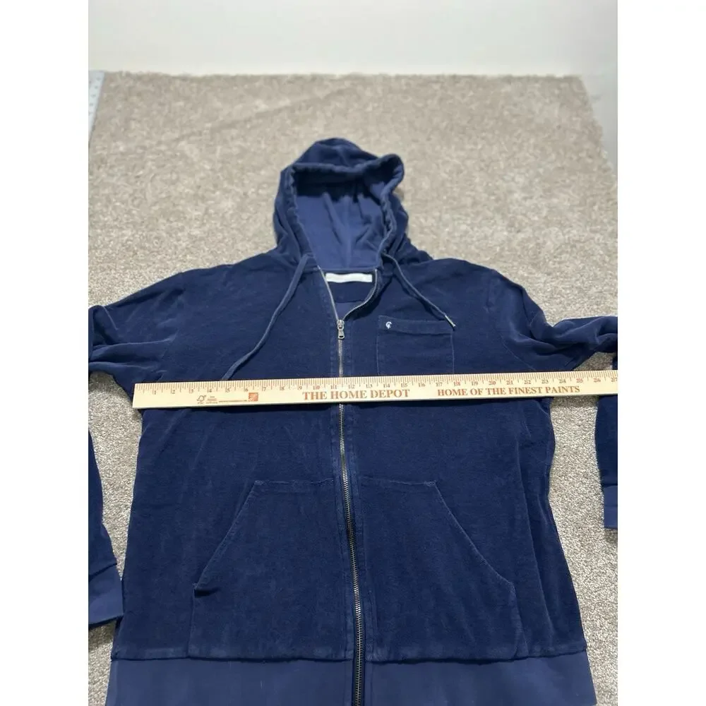 Criquet‎ Men’s Large Full Zip Terry Cloth Hoodie Sweatshirt Navy